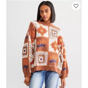 NWT Buckle POL Oversized Sweater Women Small Retro Crochet vintage look